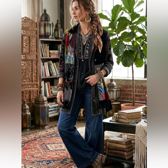 Soft Surroundings Tops - Soft Surroundings LISETTE Velvet Burnout Jacket Chiffon PM Floral BOHO S